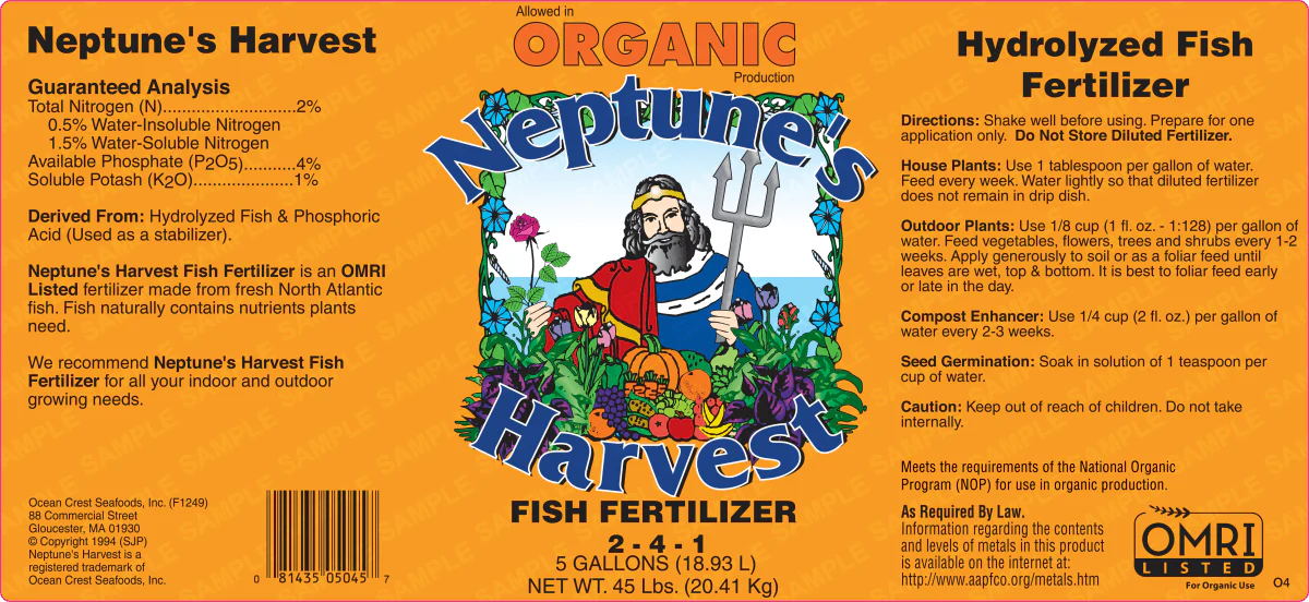 Neptune's Harvest Liquid Fish Fertilizer (2-4-1) - 5 Gallons - Image 2