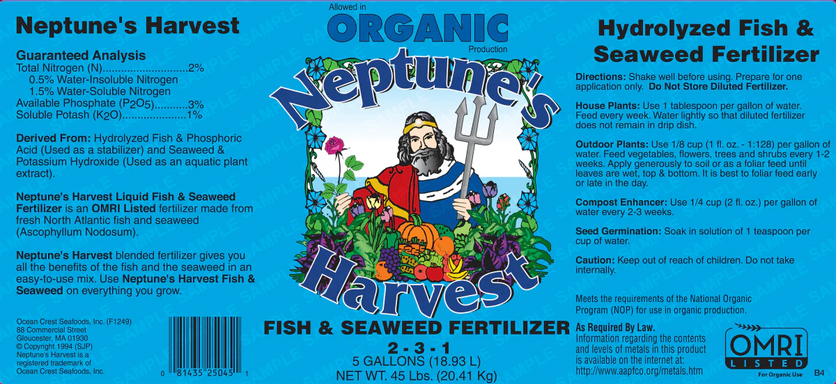Neptune's Harvest Liquid Fish & Seaweed Fertilizer (2-3-1) - 5 Gallons - Image 2
