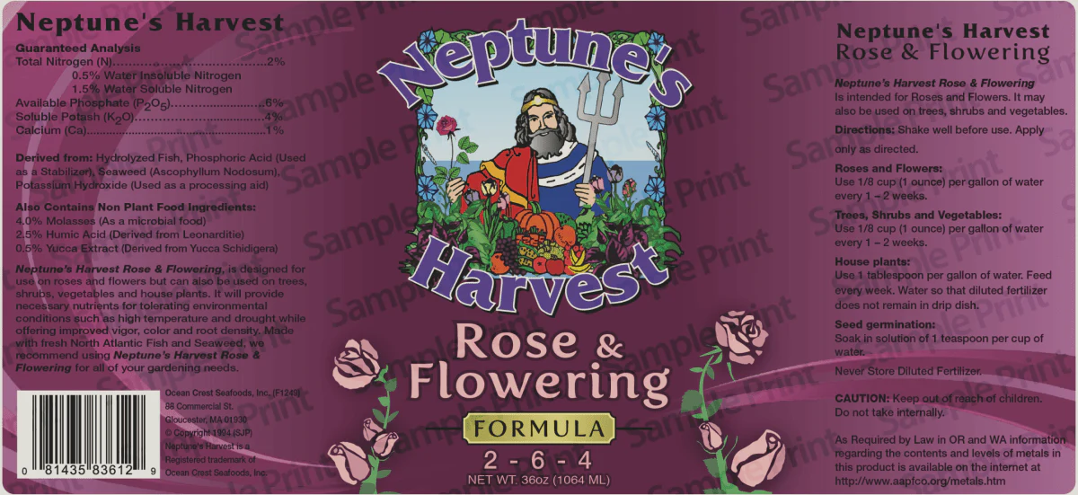 Neptune's Harvest Rose & Flowering (2-6-4) - 1 Quart - Image 2