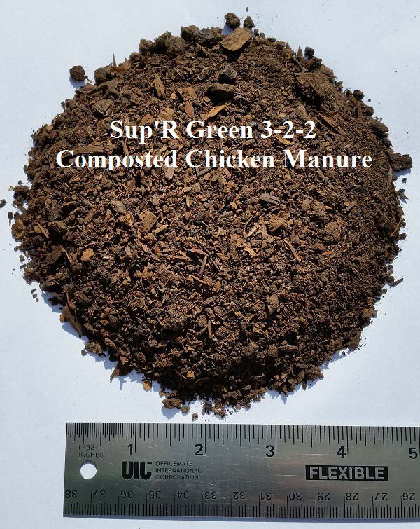 Sup'R Green (3-2-2) Composted Chicken Manure - 80 x 25 lb Bags - Image 3